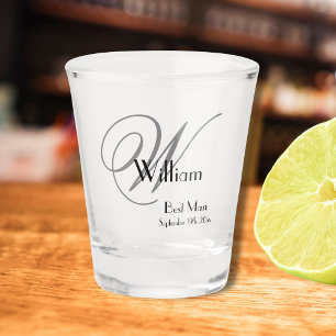 Verre A Shot Cadeau de témoin de mariage Moderne Monogramme & N