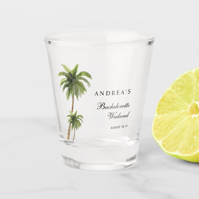 Verre A Shot Cadeau de Vierge pour Destination Plage aux Palmie (Devant)