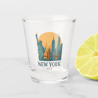Verre A Shot Cadeau de voyage minimaliste vintage New York City