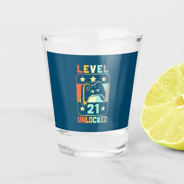 Verre A Shot Cadeau du 21e anniversaire | Niveau 21 déverrouill (Devant)