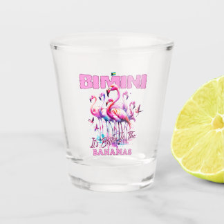 Verre A Shot Cadeau souvenir Bahamas : Flamant rose Bimini Baha