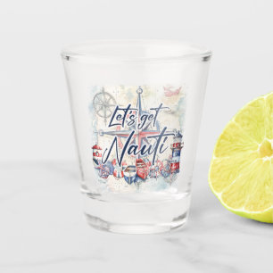 Verre A Shot Cadeau Souvenir Thème Nautique "Allons-y Nauti"