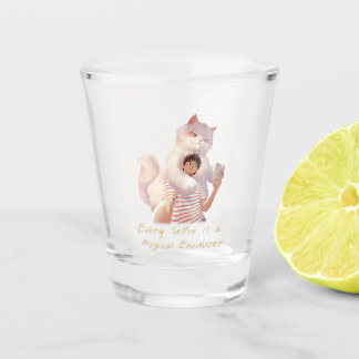 Verre A Shot Café Companion - Selfie avec un chat géant