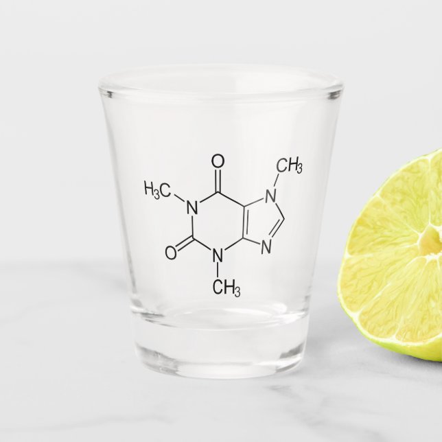 Verre A Shot Caffeine Molecule Chemistry Coffee Atoms (Devant)