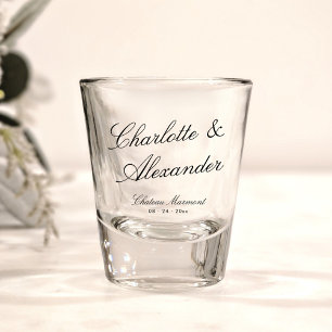 Verre A Shot Calligraphie classique Vieux Mariage d'argent