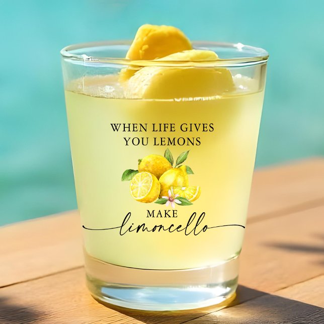 Verre A Shot Calligraphie Encre Aquarelle Citrons Limoncello (Customize to change your personalized text size or text style.)