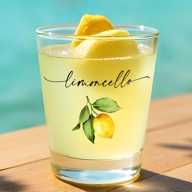 Verre A Shot Calligraphie Encre Limoncello Aquarelle Citron (Limoncello Shot Glass)