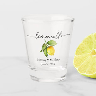 Verre A Shot Calligraphie Encre Limoncello Aquarelle Lemons