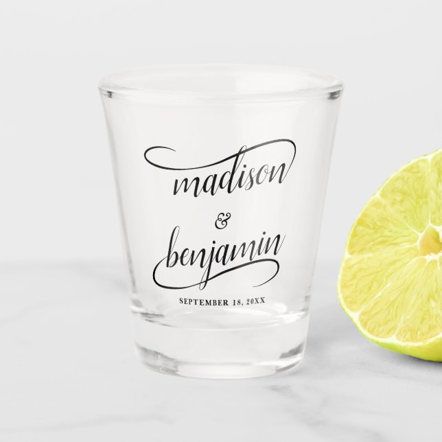 Verre A Shot Calligraphie manuscrite de lessive de mariée et de (Devant)