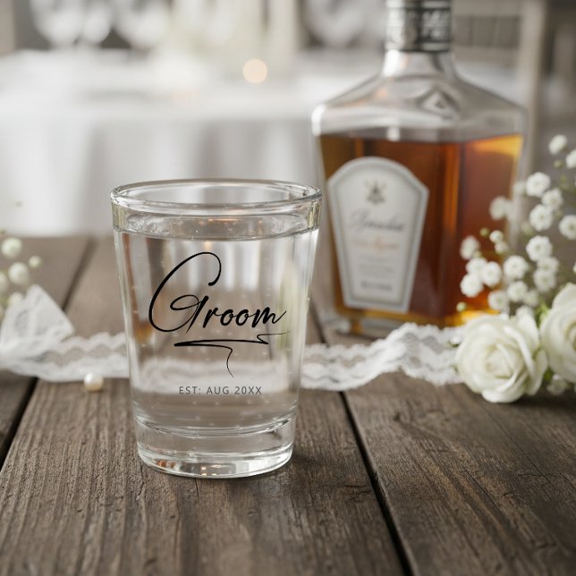 Verre A Shot Calligraphie moderne du marié ID1025 (Créateur téléchargé)