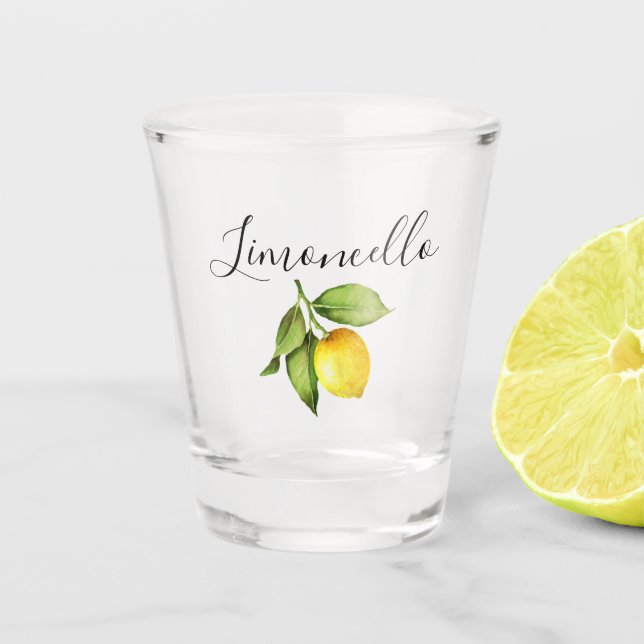 Verre A Shot Calligraphie moderne Limoncello Aquarelle Citron (Devant)