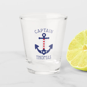 Verre A Shot Capitaine patriote Add Name d'Ancre nautique