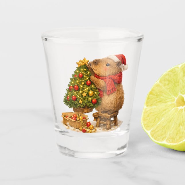 Verre A Shot Capybara de Noël décorant l'arbre (Devant)
