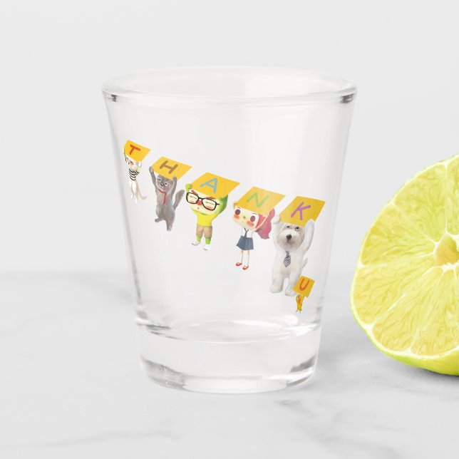 Verre A Shot Caractères Merci (Devant)