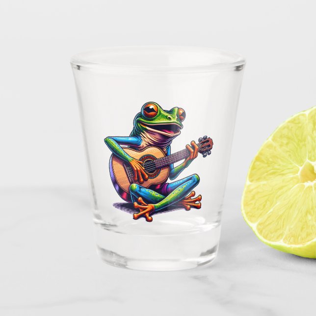 Verre A Shot Caricature amusante de Toad et de Guitare (Devant)