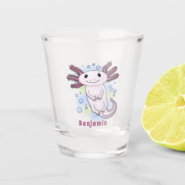 Verre A Shot Caricature axolotl rose adorable (Devant)