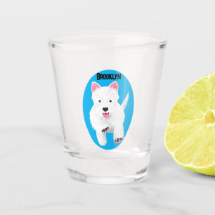 Verre A Shot Caricature blanche de terrier de l'ouest