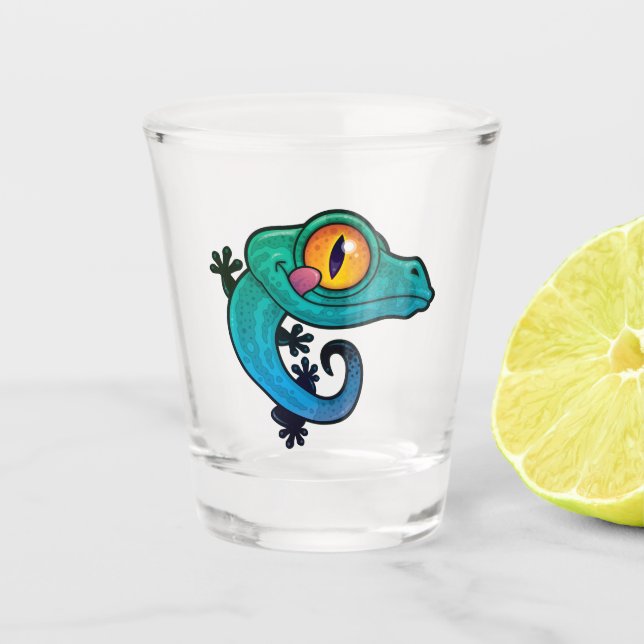 Verre A Shot Caricature couleur mignonne Gecko (Devant)