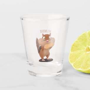 Verre A Shot Caricature de chipmunk à grosses joues mignonnes