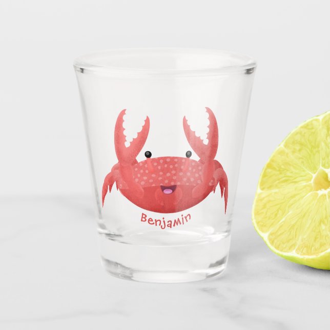 Verre A Shot Caricature de crabe rouge cuite (Devant)