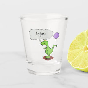 Verre A Shot Caricature de dragon dragon drôle et vert respiran