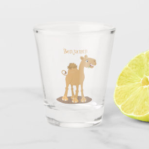 Verre A Shot Caricature de dromadaire joyeux et souriant