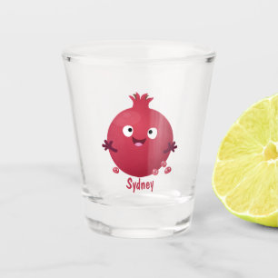 Verre A Shot Caricature de fruits à la grenade joyeux