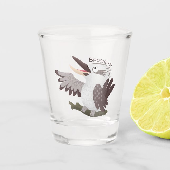 Verre A Shot Caricature de kookaburra drôle et drôle (Devant)