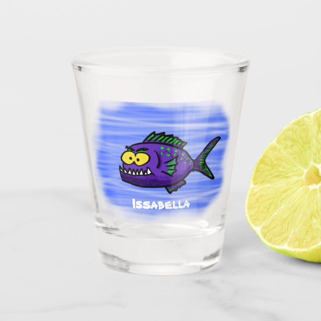 Verre A Shot Caricature de poisson de Piranha (Devant)