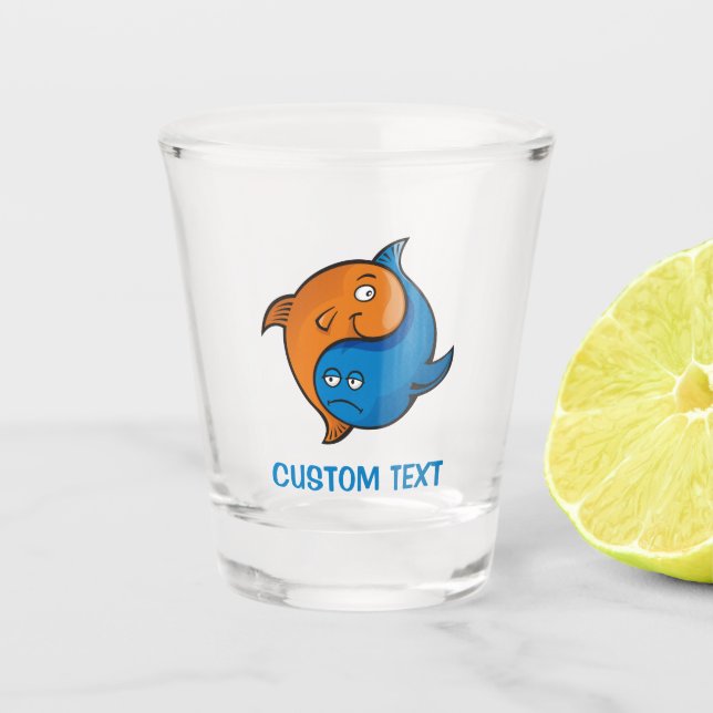 Verre A Shot Caricature de poisson Yin Yang (Devant)