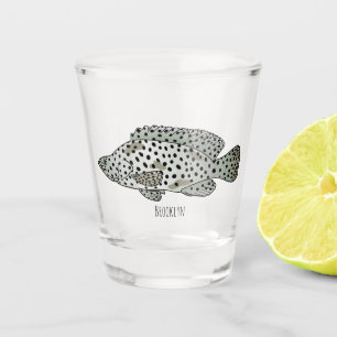 Verre A Shot Caricature de poissons de mérou à bosse