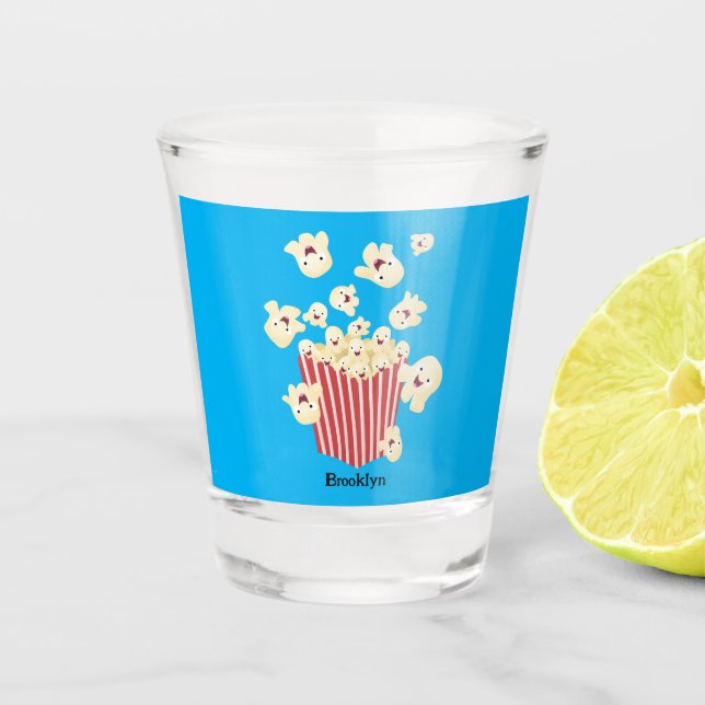 Verre A Shot Caricature de pop-corn drôles (Devant)