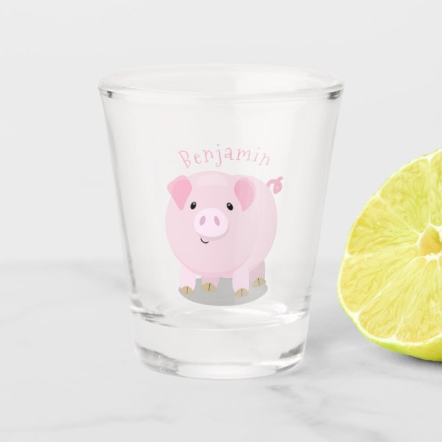 Verre A Shot Caricature de porc mignon rose pot vendue (Devant)