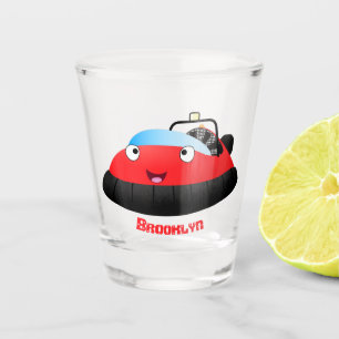 Verre A Shot Caricature d'hovercraft rouge joyeux