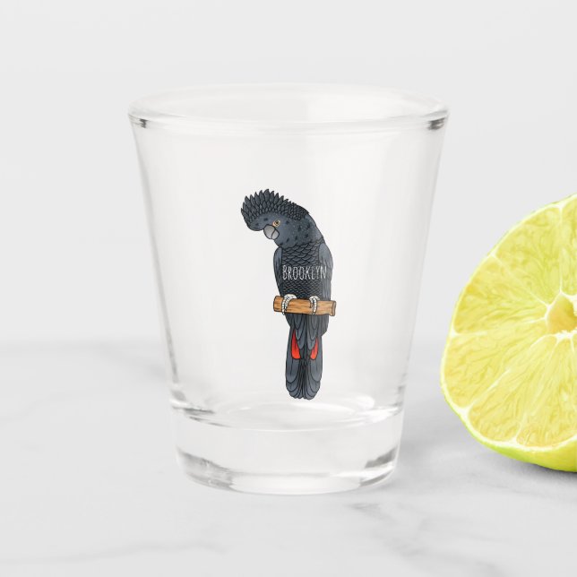 Verre A Shot Caricature d'oiseau à queue rouge (Devant)