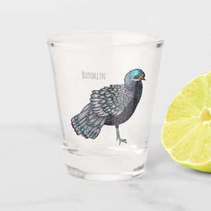 Verre A Shot Caricature d'oiseau de faisan paon de Bornéo