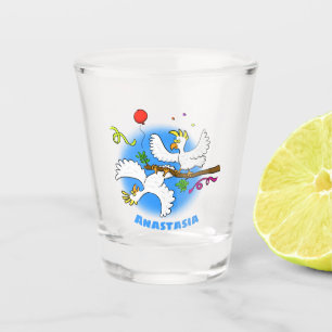 Verre A Shot Caricature d'oiseaux de cockatoo amusante