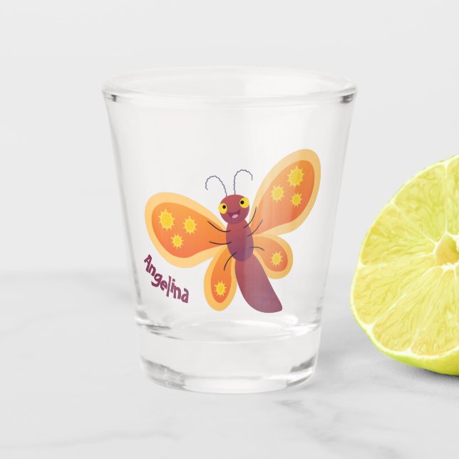 Verre A Shot Caricature joli papillon orange (Devant)
