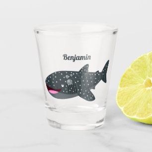 Verre A Shot Caricature joli requin baleine joyeux
