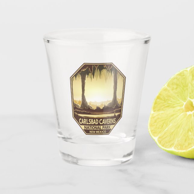 Verre A Shot Carlsbad Caverns National Park Retro Emblem (Devant)