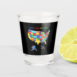 Verre A Shot Carte colorée des États-Unis d'Amérique avec des é