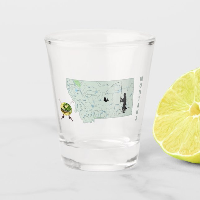 Verre A Shot Carte de pêche de la rivière Montana (Devant)