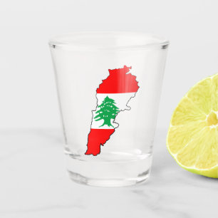 Verre A Shot Carte du Liban avec drapeau