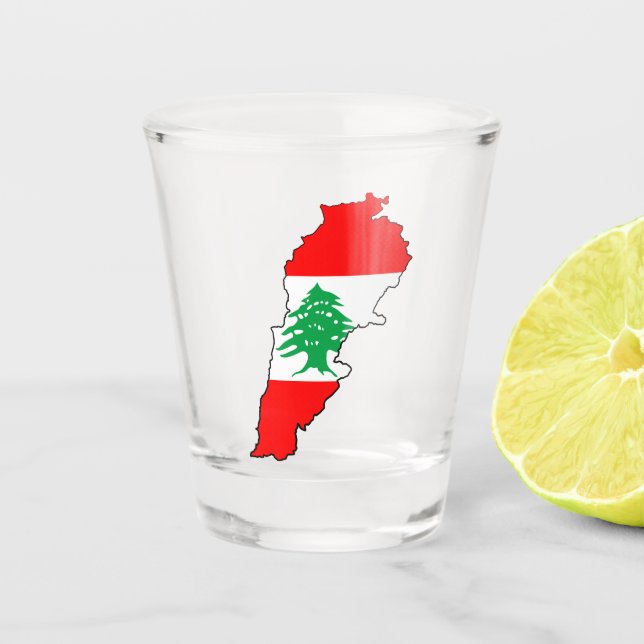 Verre A Shot Carte du Liban avec drapeau (Devant)