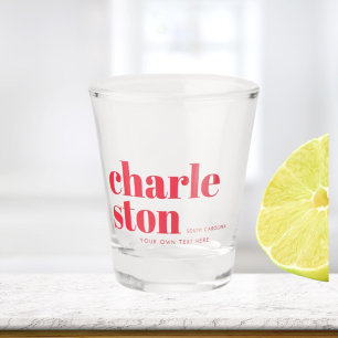 Verre A Shot Carte postale de la typographie de Charleston Caro