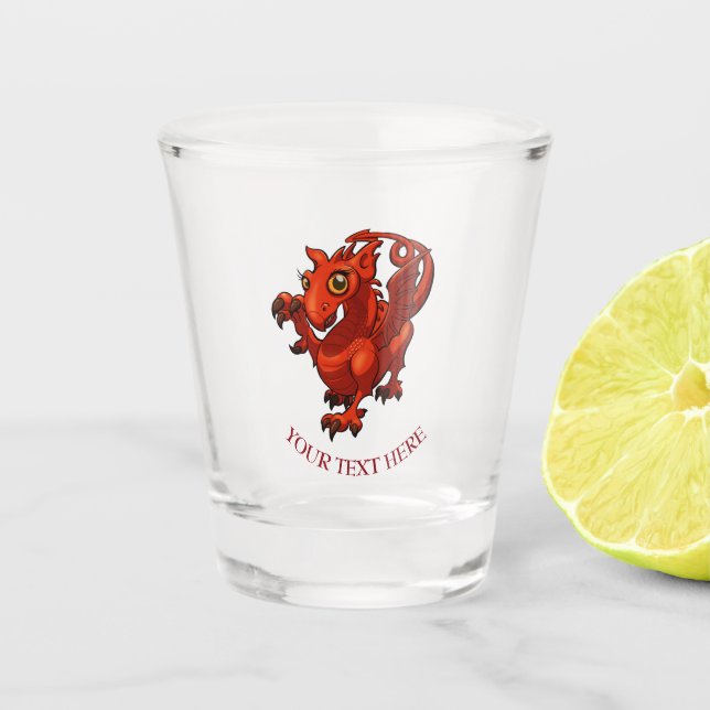 Verre A Shot Cartoon de dragon rouge gallois, mais doux pour bé (Devant)