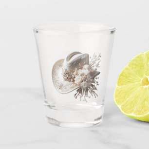 Verre A Shot Casquette blanc Cowgirl avec fleurs