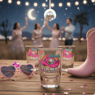Verre A Shot Casquette de Cowboy Boule à Facettes Rose Cosmic C