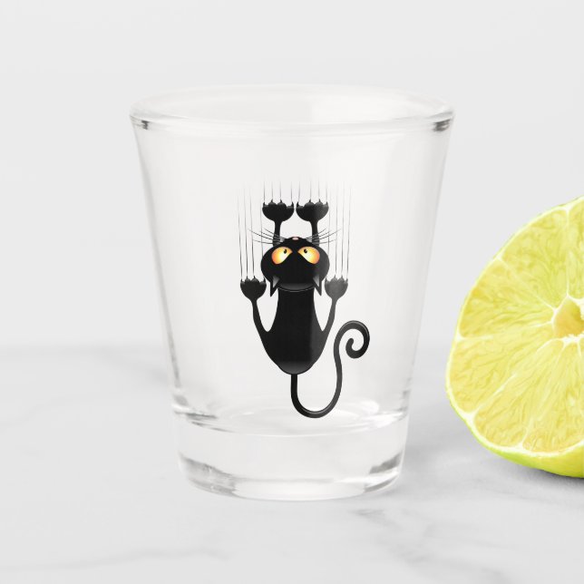Verre A Shot Cat Falling down fun dessin personnage (Devant)