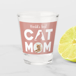 Verre A Shot CAT MOM, Votre Photo, Rose